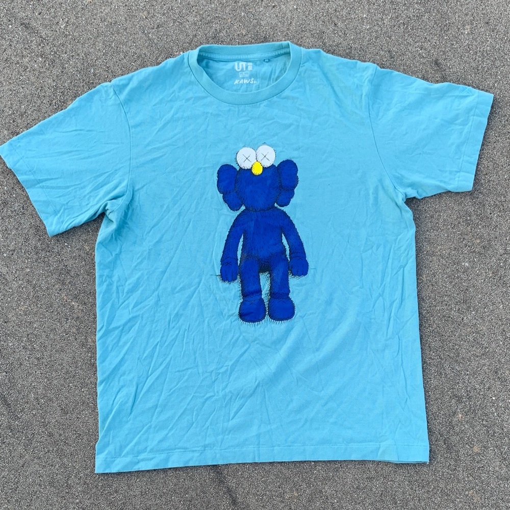 Blue KAWS Character Graphic Tee